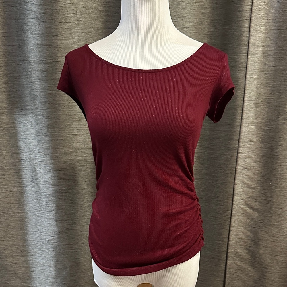 Candie's Rich Burgundy Short Sleeve Top